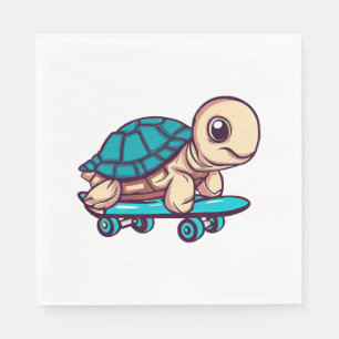 Serviette En Papier Tortue à skateboard