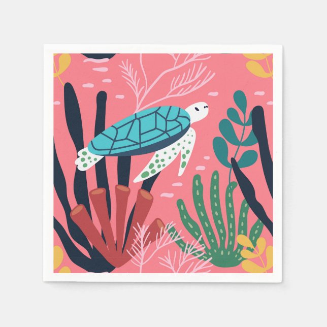 Serviette En Papier Tortue bleue (Devant)