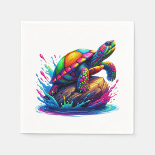 Serviette En Papier Tortue colorée