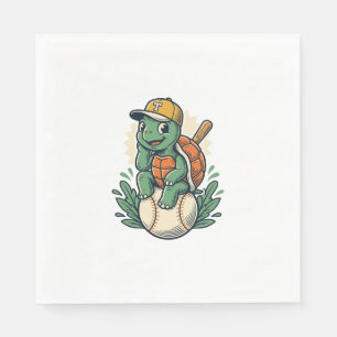 Serviette En Papier Tortue de baseball Gravure vintage Graphisme_1