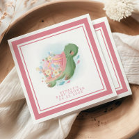 Tortue de mer florale rose adorable Baby Shower