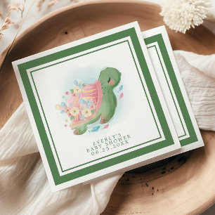 Serviette En Papier Tortue de mer florale verte Baby Shower adorable