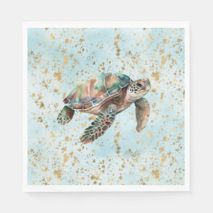 Serviette En Papier Tortue de mer Gold Dream