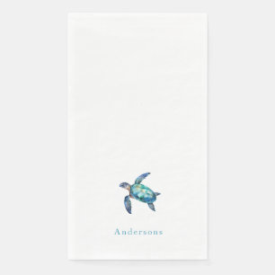 Serviette En Papier Tortue de mer tropicale à l'aquarelle personnalisé