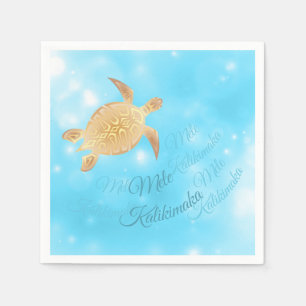 Serviette En Papier Tortue d'or   Noël hawaïen  
