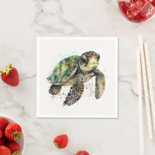 Serviette En Papier Tortue en Aquarelle Papier