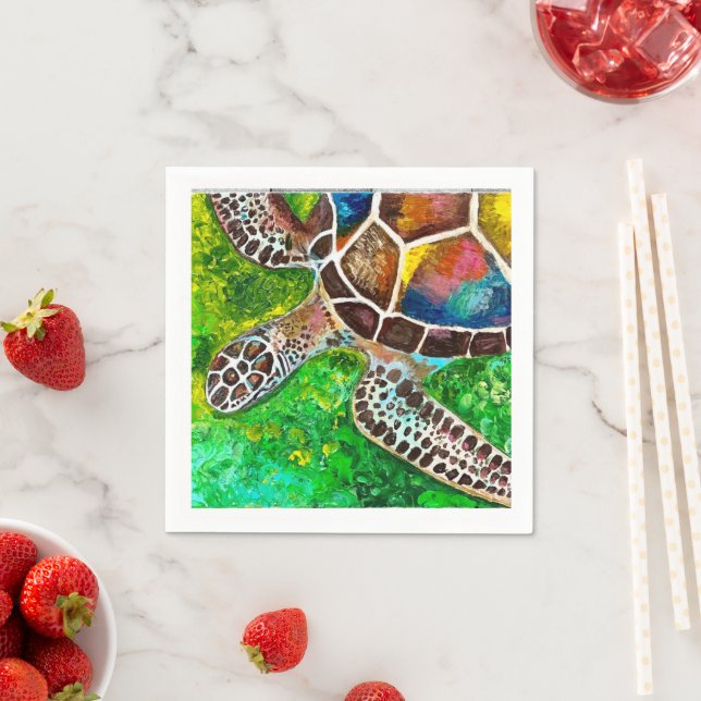 Serviette En Papier Tortue Napkin (En situation)