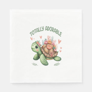 Serviette En Papier Tortue totalement adorable avec corail