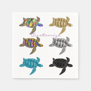 Serviette En Papier Tortues de mer multicolores Thunder_Cove
