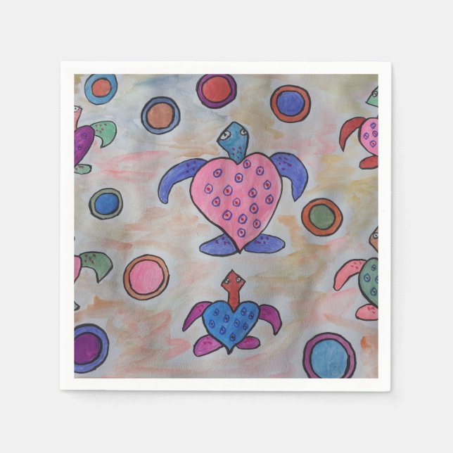 Serviette En Papier Tortues et cercles Papier serviettes (Devant)