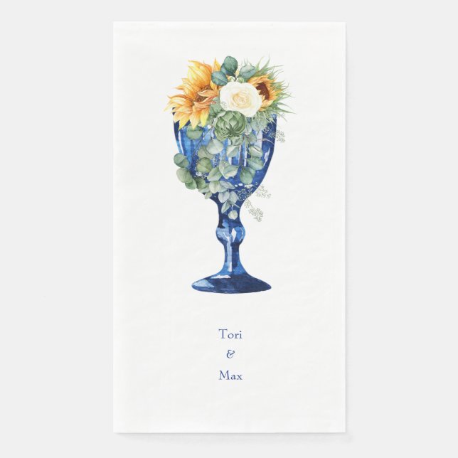 Serviette En Papier Toscan Méditerranée Mariage de tournesol Guest (Devant)