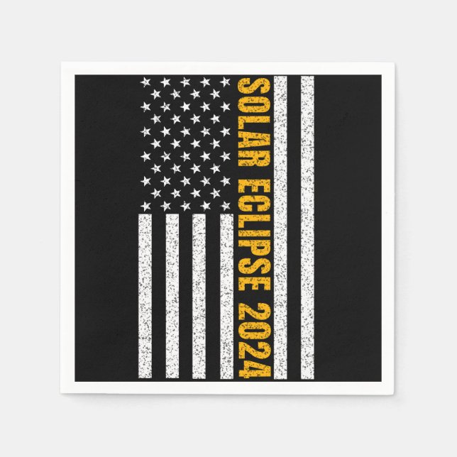 Serviette En Papier Total Solar Eclipse USA 8 avril 2024 Drapeau améri (Devant)