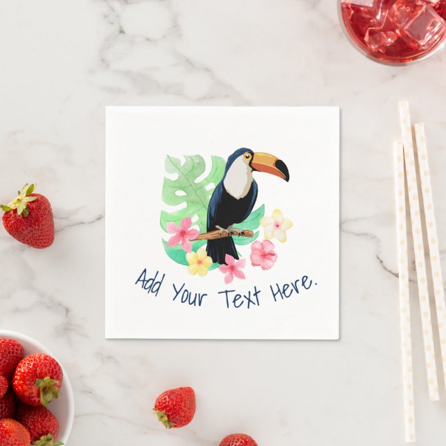 Serviette En Papier Toucan Avec Fleur Tropicale (En situation)