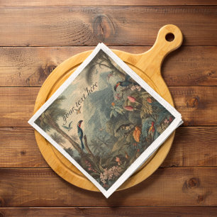 Serviette En Papier toucans et fleurs botaniques vintages personnalisa