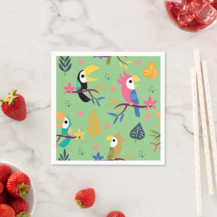 Serviette En Papier Toucans et perroquets