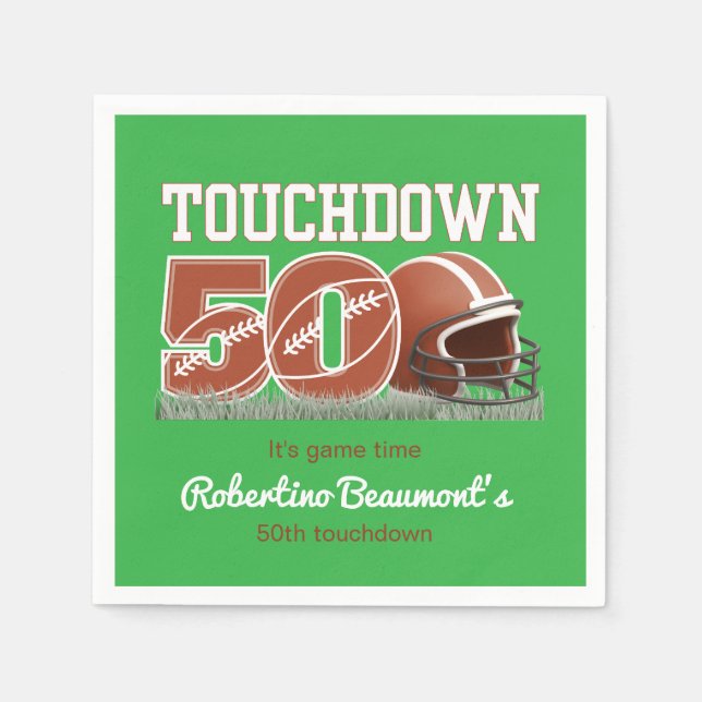 Serviette En Papier Touchdown Fifty Funny Football 50e anniversaire (Devant)