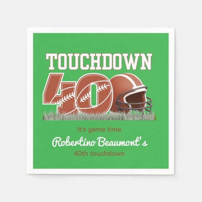 Serviette En Papier Touchdown Quarty Funny Football 40e anniversaire (Devant)