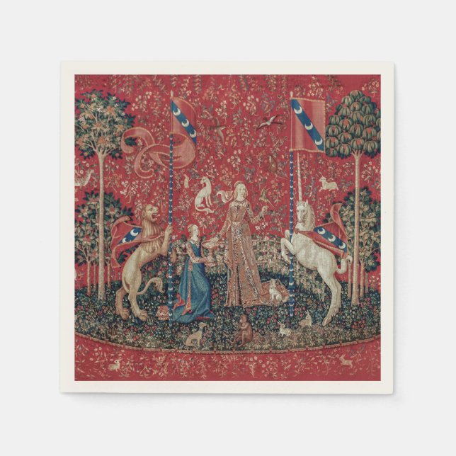 Serviette En Papier Touche Lady and Unicorn Medieval (Devant)