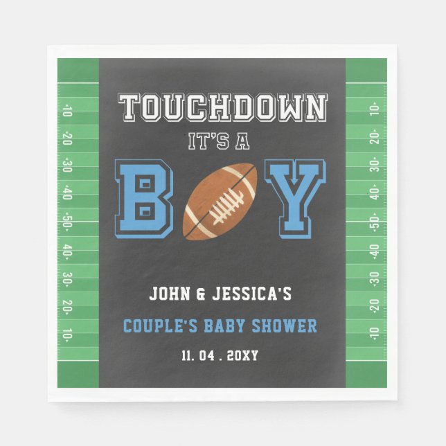 Serviette En Papier Touchez son Baby shower de football garçon (Devant)