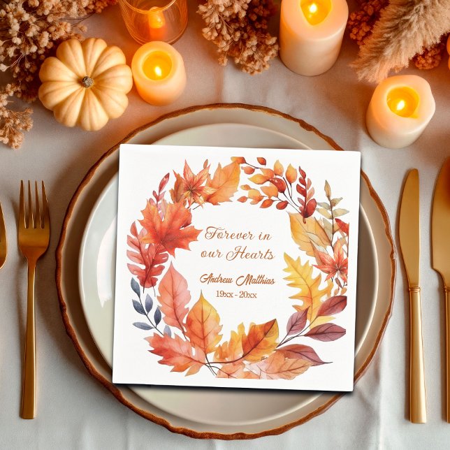 Serviette En Papier Toujours dans nos coeurs Funérailles Automne Flora (Créateur téléchargé)