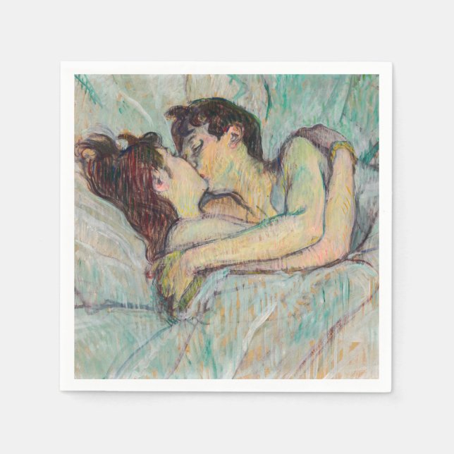 Serviette En Papier Toulouse-Lautrec - En Lit, Baiser (Devant)
