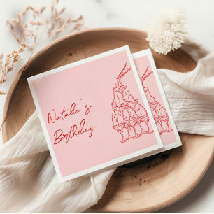 Serviette En Papier Tour Champagne Rosée Rétro Anniversaire