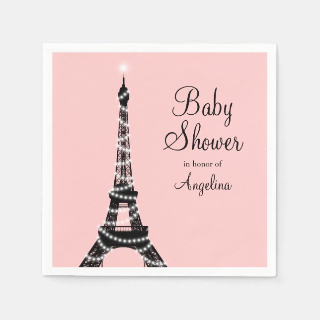 Serviette En Papier Tour Eiffel Éclairage Baby shower Napkin (Devant)