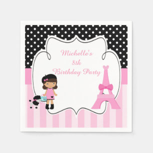 Serviette En Papier Tour Eiffel Fille Africaine Américaine