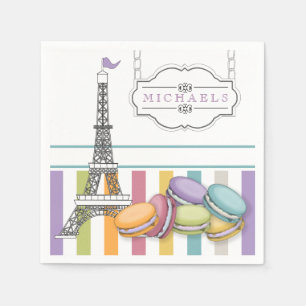 Serviette En Papier Tour Eiffel Monogramme Papier Macaron Coloré de Pa