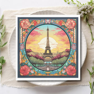 Serviette En Papier Tour Eiffel Paris Paris Floral