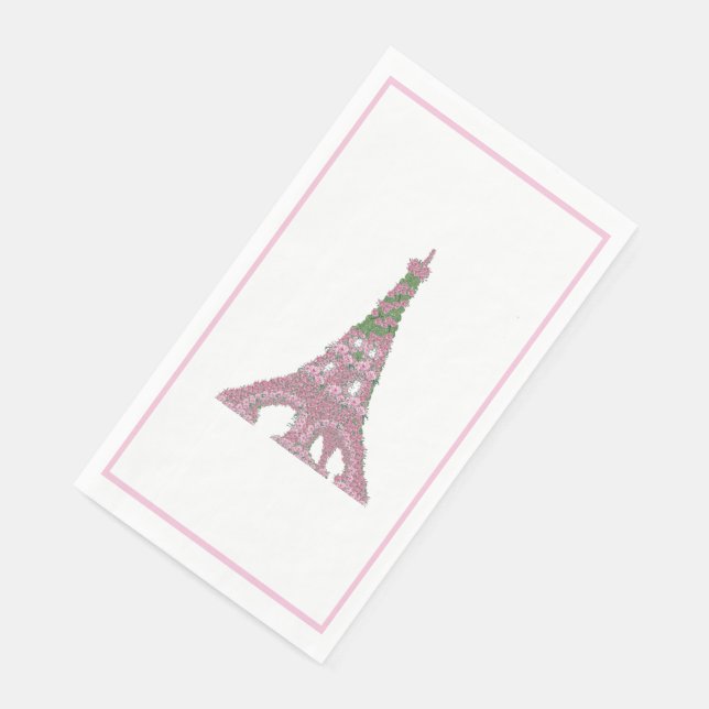 Serviette En Papier Tour Eiffel Rose Rose Art opiacé Papier Invité (Coin)