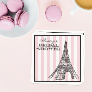 Serviette En Papier Tour Eiffel Rose Vintage Mariage Paris Fête de Fia