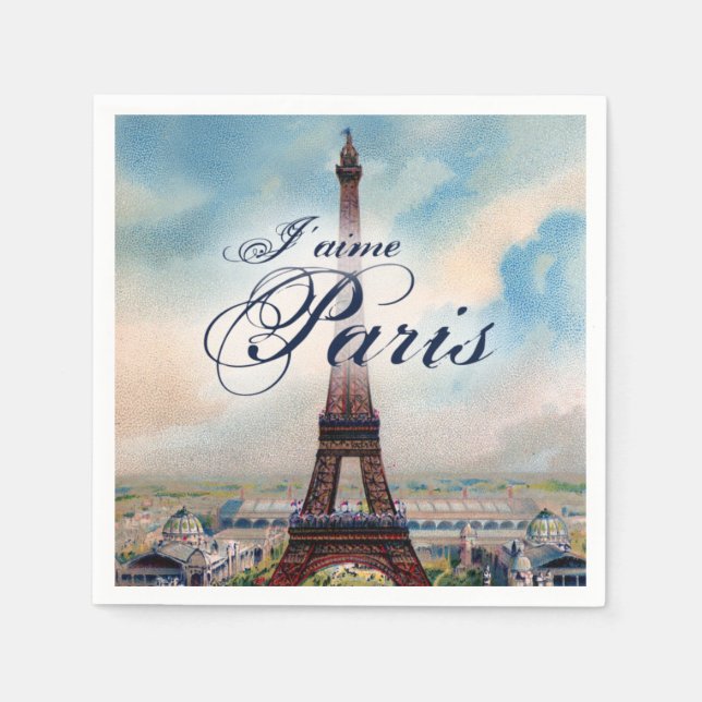Serviette En Papier Tour Eiffel vintage (Devant)