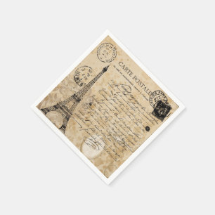 Serviette En Papier Tour Eiffel Vintage Paris
