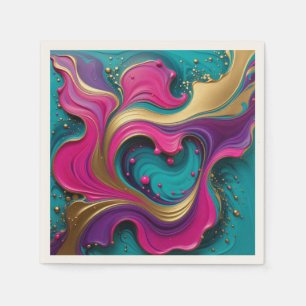 Serviette En Papier Tourbillon de cœur abstrait gras – Art coloré mode
