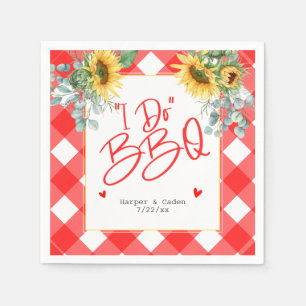 Serviette En Papier Tournesol blanc rouge I Do Mariage barbecue
