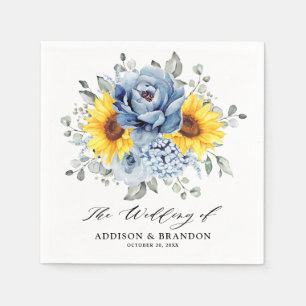 Serviette En Papier Tournesol Dusty Blue Slate Peony Mariage floral