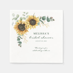 Serviette En Papier Tournesol Eucalyptus Fête des mariées florale Papi