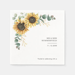 Serviette En Papier Tournesol Eucalyptus papier Mariage floral