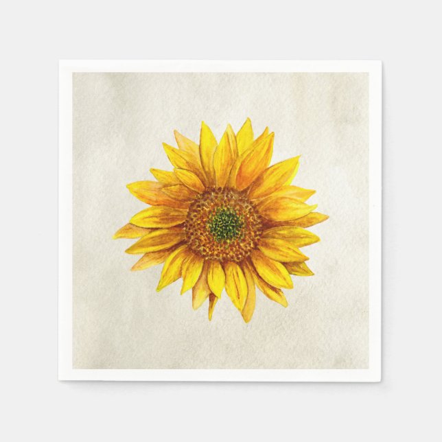 Serviette En Papier Tournesol. Fleur rustique. Fleur jaune pays (Devant)