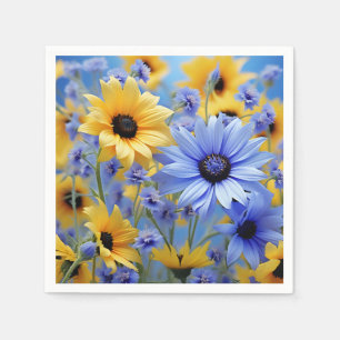 Serviette En Papier Tournesol Jaune Et Fleurs sauvages