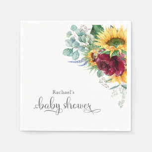 Serviette En Papier Tournesol rustique et Baby shower Rose