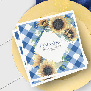 Serviette En Papier Tournesol rustique et En vichy bleu I Do BBQ