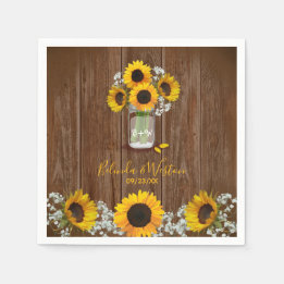 Serviette En Papier Tournesol rustique et Mariage Mason Jar