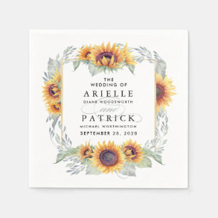 Serviette En Papier Tournesol Vintage Aquarelle Mariage