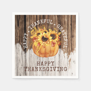 Serviette En Papier Tournesols rustiques Citrouille Wood Thanksgiving