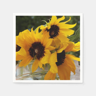 Serviette En Papier Tournesols rustiques jaunes frais dans un pot Maso