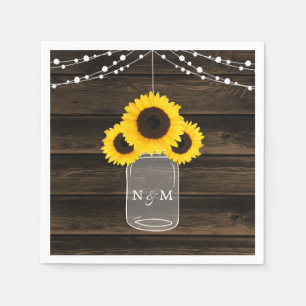 Serviette En Papier Tournesols rustiques Mason Jar Barn Mariage en boi