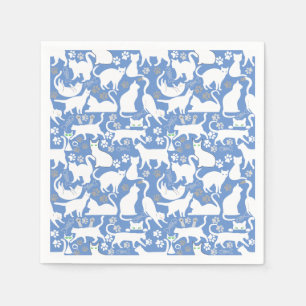 Serviette En Papier Tous les chats motif.w.bx4 L Bleu BG