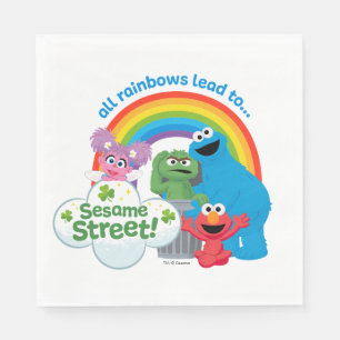 Serviette En Papier Tous les Rainbows mènent à Sesame Street